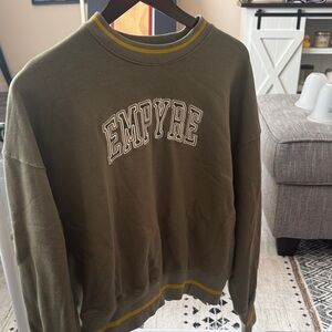 Empyre Olive Crewneck Sweatshirt with Yellow Trim